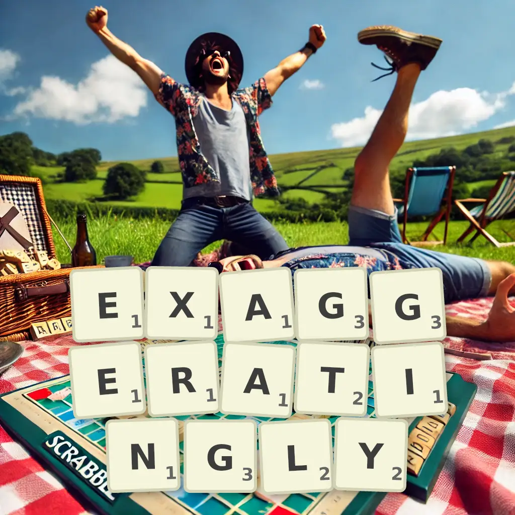 Words with letters EXAGGERATINGLY