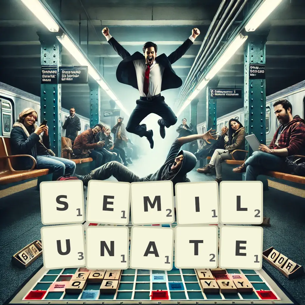 List of words with letters SEMILUNATE Words with letters SEMILUNATE